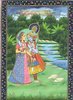 Seidenmalerei Krishna und Radha